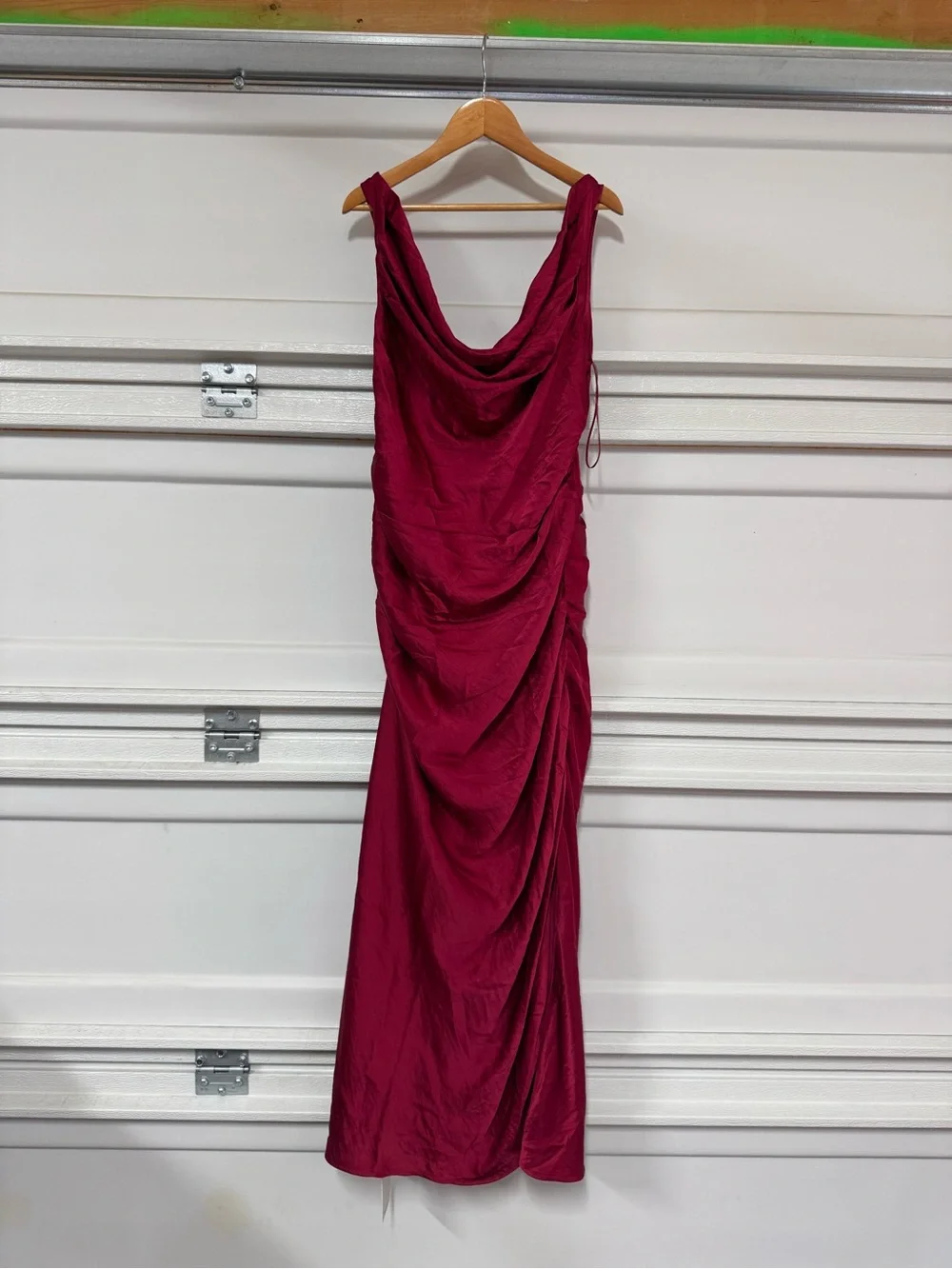 Abercrombie Fitch Cowl Neck Draped Maxi Dress Berry Petite Large New